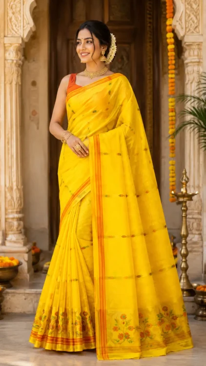 Soft quality Handloom Saree with Blouse Piece.