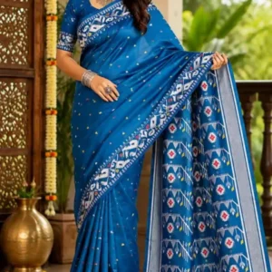 Soft quality Silk Saree in Jamdhani Works With Blouse Piece.