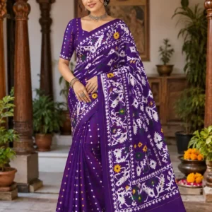 Soft quality Silk Saree in Jamdhani Works With Blouse Piece.