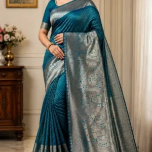 Soft quality silk saree in Green Colour with extra laid border & Blouse Piece.