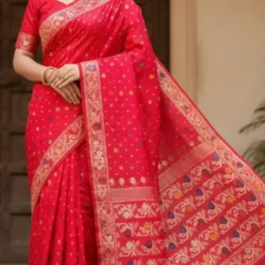 Soft quality Silk Saree in Jamdhani Works With Blouse Piece.