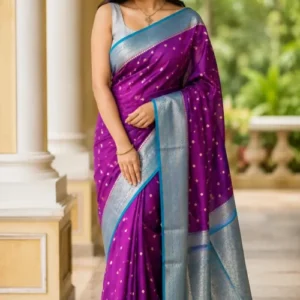Soft quality Silk Saree in Contrast Border With Blouse Piece.
