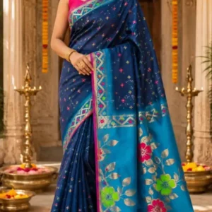 Soft quality Handloom Saree with contrast & Blouse Piece.