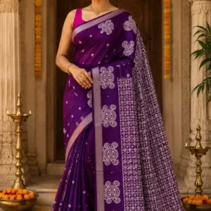 Soft quality Handloom Saree with Fabric Works & Blouse Piece.