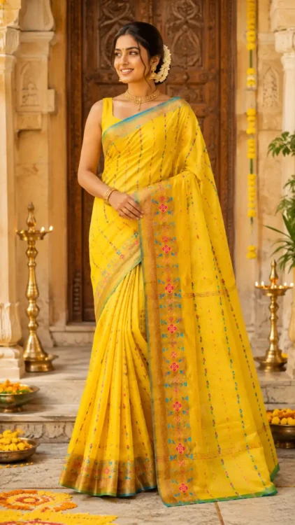 Soft quality Handloom Saree with Blouse Piece.