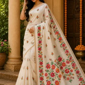 Soft quality Handloom Saree in Prints Works with Blouse Piece.