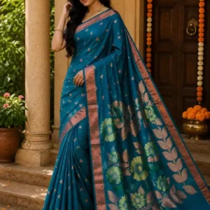 Premium quality Tissue Handloom Saree with Blouse Piece.