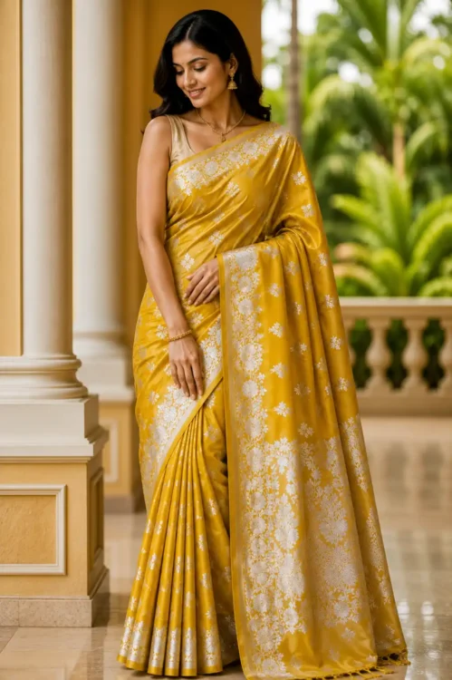 Premium quality Satin Mashru Silk Saree with Blouse Piece.