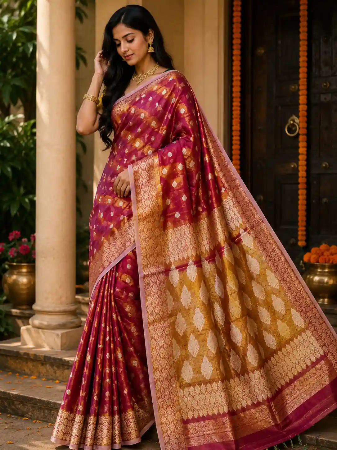 Premium quality Soft Tissue Handloom Saree with Blouse Piece.