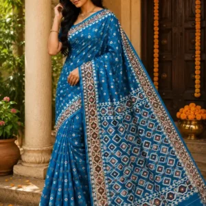 Premium quality Soft Tissue Handloom Saree with Blouse Piece.
