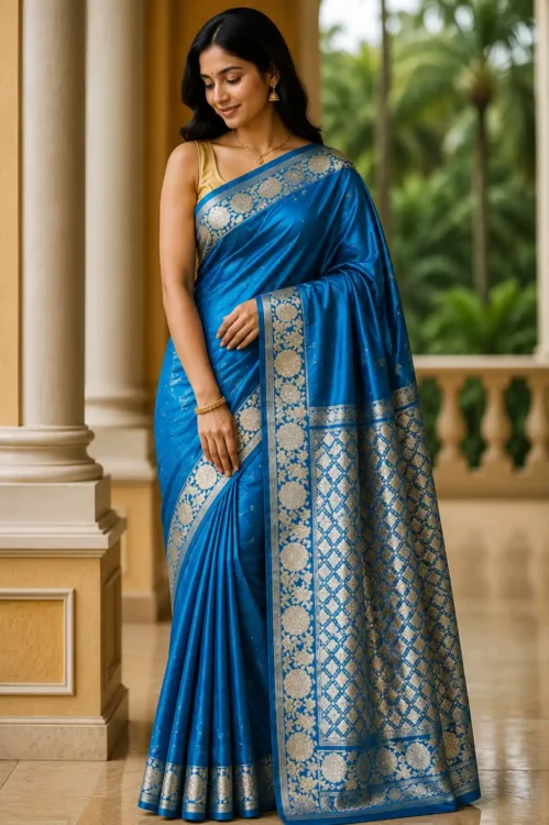 Premium quality Satin Mashru Silk Saree in Open border with Blouse Piece.