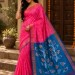 Premium quality Soft Handloom Saree with Contrast Border & Blouse Piece.