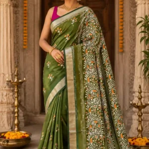 Soft quality Handloom Saree with Fabric Works & Blouse Piece.