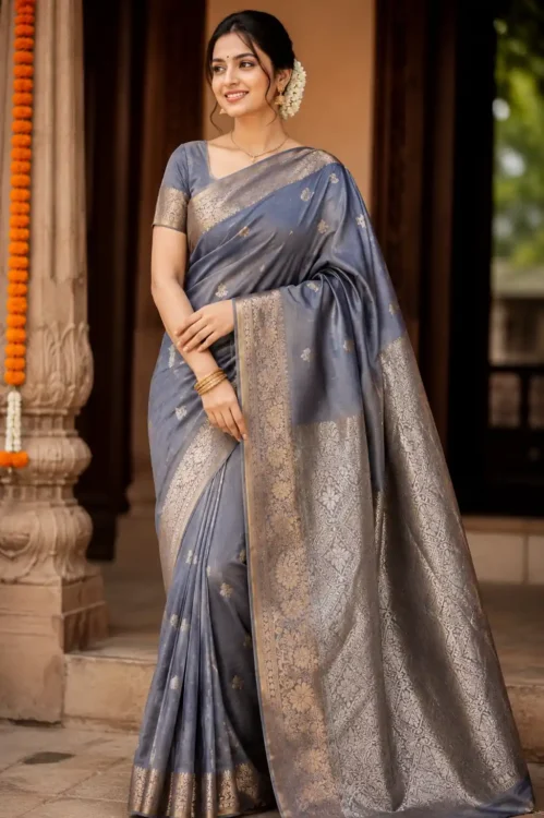 Soft Quality Samaya Silk Saree in Dual-tone Colours With Blouse Piece.