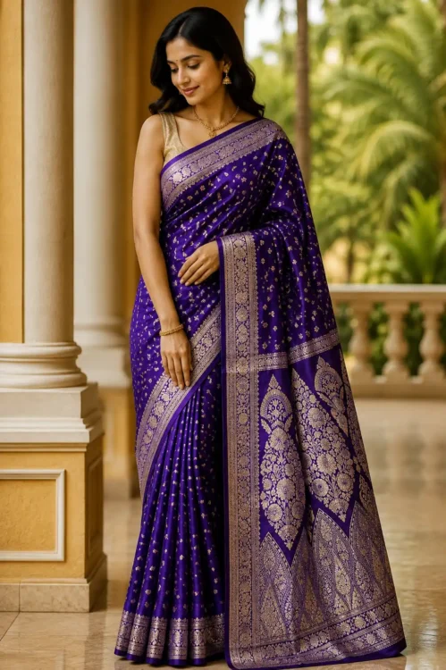 Premium quality Satin Mashru Silk Saree with Blouse Piece.