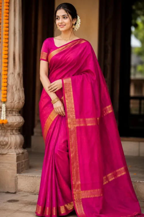 Soft Quality Samaya Silk Saree in Plain Body With Blouse Piece.