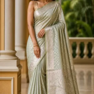 Premium quality Mashru Satin Silk Saree with Pastel Colour & Blouse Piece.