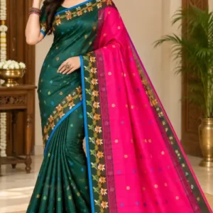 Soft quality Handloom Saree with contrast & Blouse Piece.