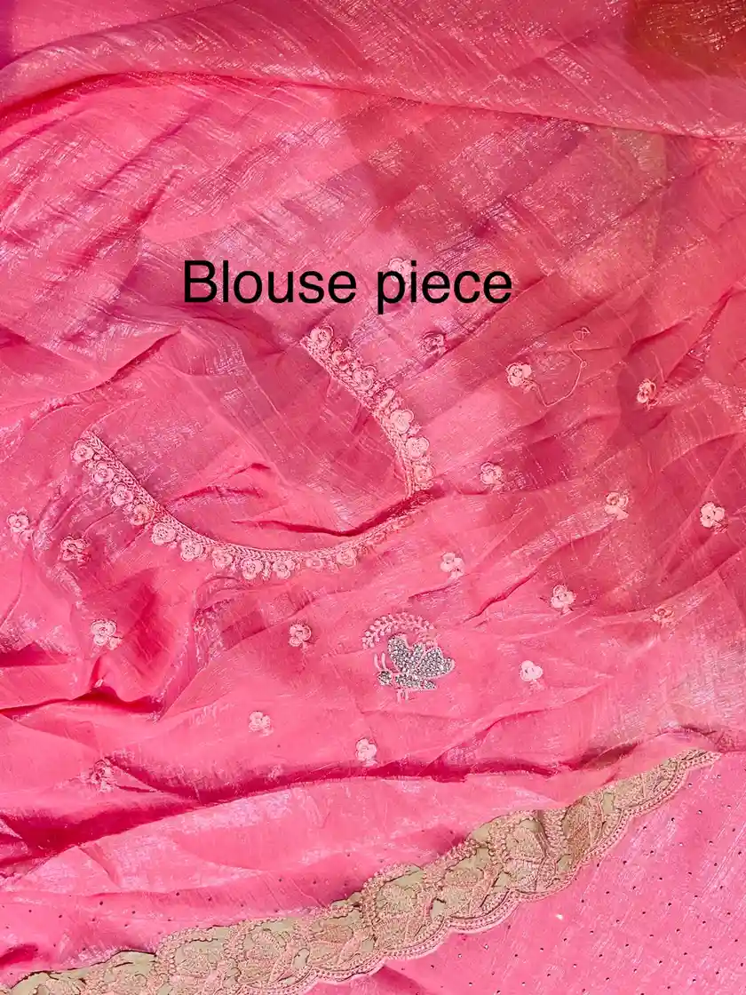 Premium quality Chiffon Party Wear Saree With Blouse piece - Image 4