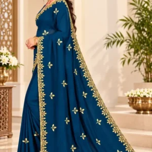 Soft quality Fendy Shiffon Saree with Swarovski Works & Blouse Piece.