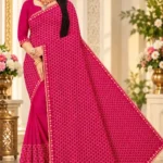 Soft quality Fendy Shiffon Saree with Swarovski Works & Blouse Piece.
