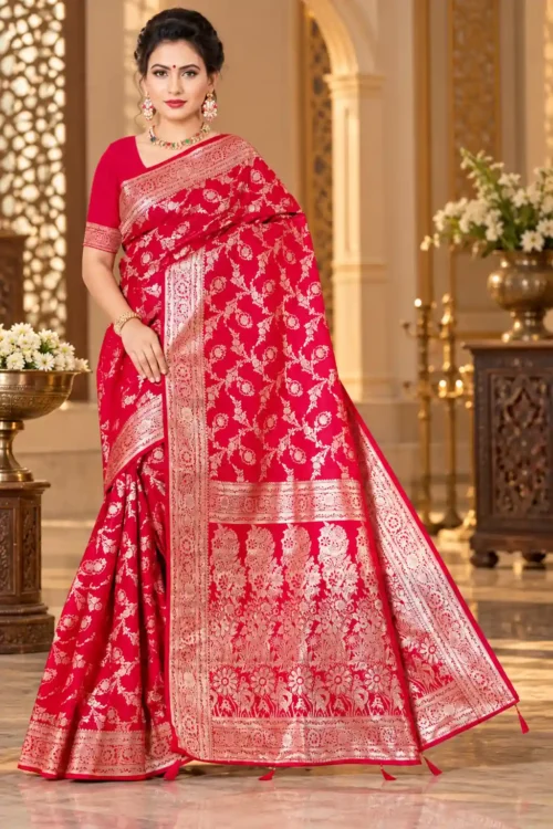 Soft quality Satin Silk Saree with Swarovski Works & Blouse Piece. - Image 2