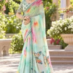 Soft quality Chiffon Party Wear Saree With Blouse piece