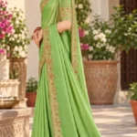 Soft quality Fendy Shiffon Saree with Swarovski Works & Ready Blouse