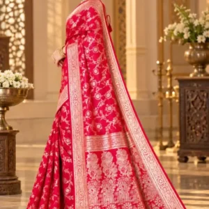 Soft quality Satin Silk Saree with Swarovski Works & Blouse Piece.