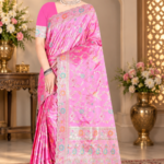 Premium quality Mashru Silk Saree With Jarkhan Stone Works & Blouse Piece.