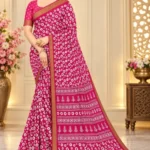 Soft quality Linen Silk Saree with Prints Work & Blouse Piece.