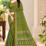 Soft quality Linen Silk Saree with Prints Work & Blouse Piece