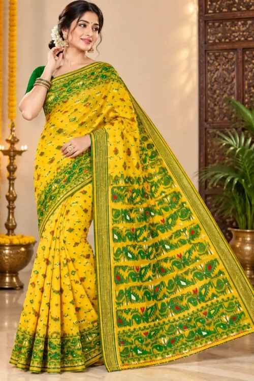 Premium quality Cutdana Jamdhani Cotton Saree .