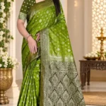 Premium quality Mashru Silk Saree With Jarkhan Stone Works & Blouse Piece.
