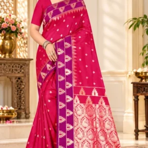 Soft quality Silk Saree With Contrast border & Blouse piece