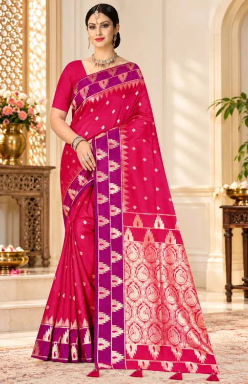Soft quality Silk Saree With Contrast border & Blouse piece