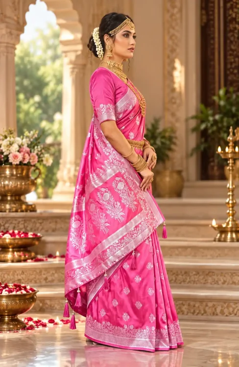 Premium quality Satin Mashru Silk Saree with Blouse Piece. - Image 2