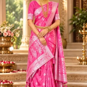 Premium quality Satin Mashru Silk Saree with Blouse Piece.