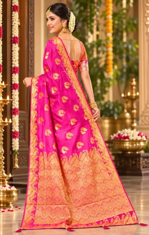 Premium quality Satin Mashru Silk Saree with Blouse Piece. - Image 2