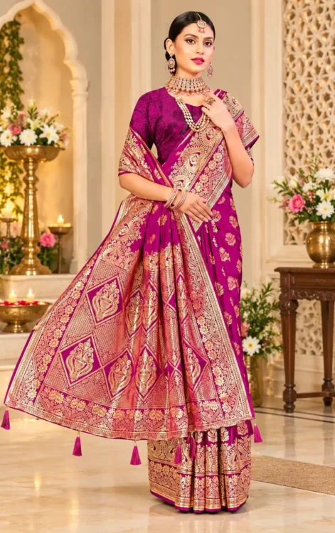 Soft quality Mashru Silk Saree with Blouse Piece
