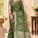 Premium quality Mashru Silk Saree With Jarkhan Stone Works & Blouse Piece.