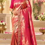 Premium quality Tissue Silk Saree With Jarkhan Stone Works & Blouse Piece.