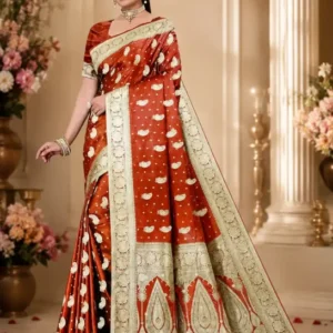Soft quality Satin Silk Saree with Swarovski Works & Blouse Piece.