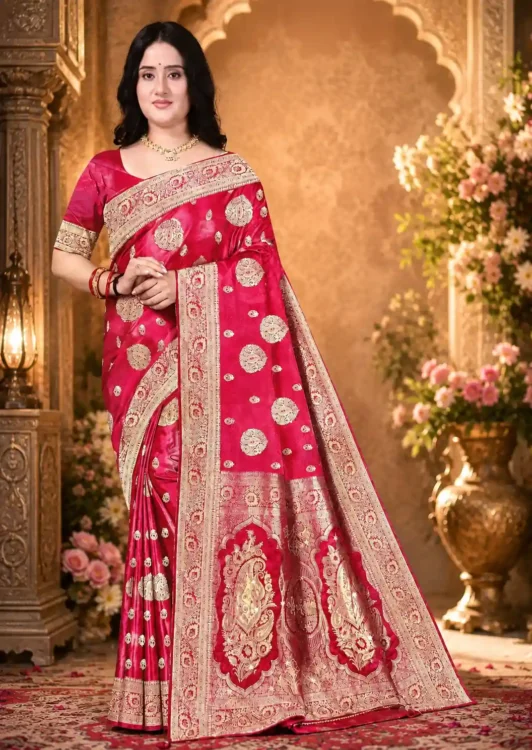 Soft quality Satin Silk Saree with Swarovski Works & Blouse Piece.