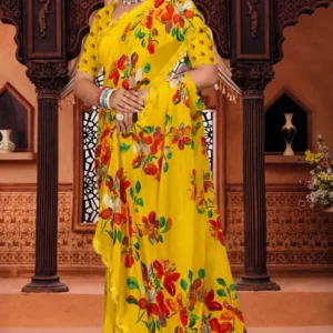 Soft quality Chiffon Saree with Zarkan Stone Works & Blouse Piece.