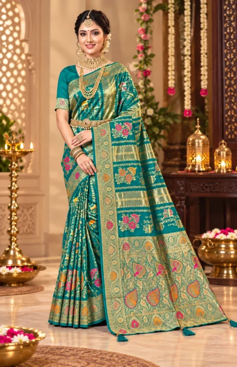 Premium quality Mashru Tissue Silk Saree with Blouse Piece.