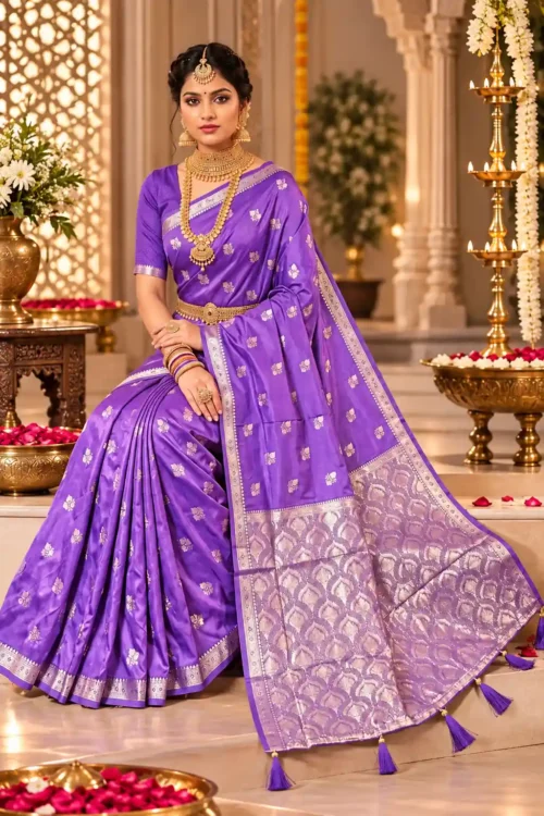 Premium quality Satin Mashru Silk Saree with Blouse Piece.