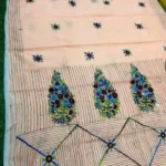 Premium quality Handloom Saree with Katha Stitch works & Blouse Piece.
