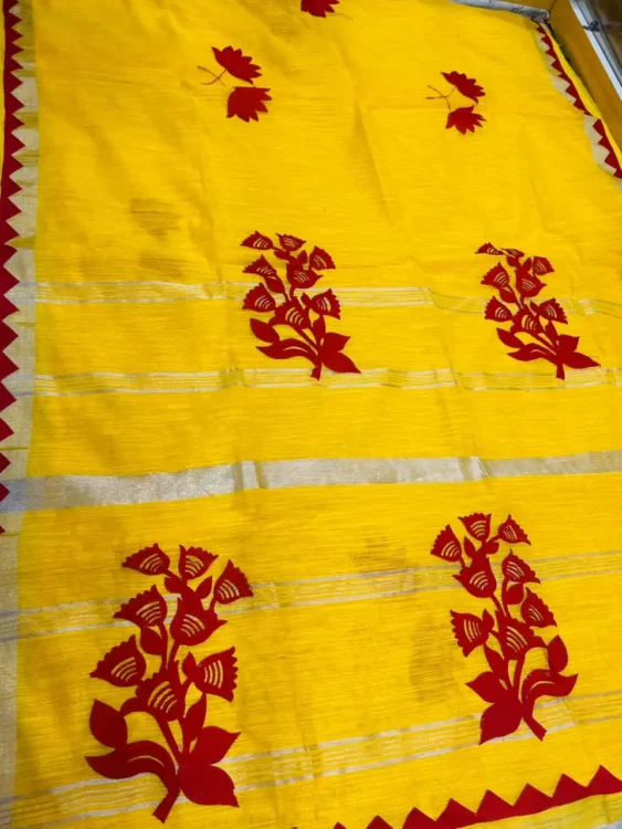 Soft quality Handloom Saree in Applique works & Blouse Piece.