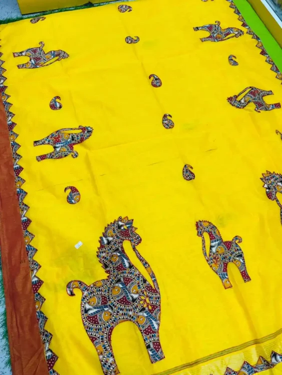 Soft quality Handloom Saree in Applique works & Blouse Piece.